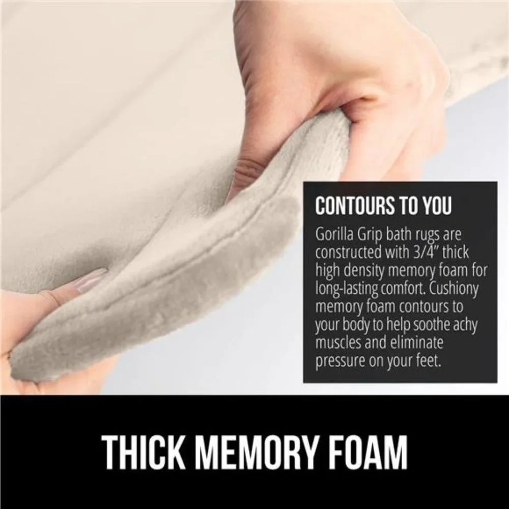 New in Bag - Thick Striped Memory Foam Bath Rugs, Soft Absorbent Bathroom Mats